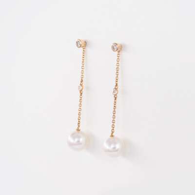 Boucles d'oreilles or rose & perles