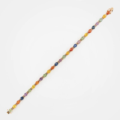 Bracelet Arlequin or rose, saphirs & diamants 