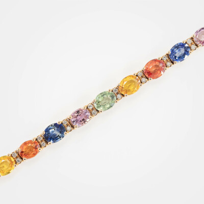 Bracelet Arlequin or rose, saphirs & diamants 