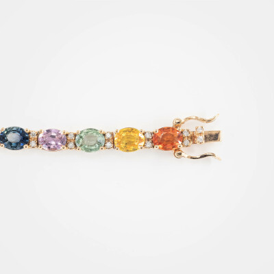 Bracelet Arlequin or rose, saphirs & diamants 