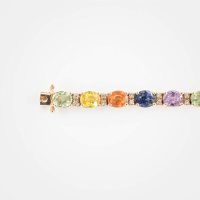 Bracelet Arlequin or rose, saphirs & diamants 