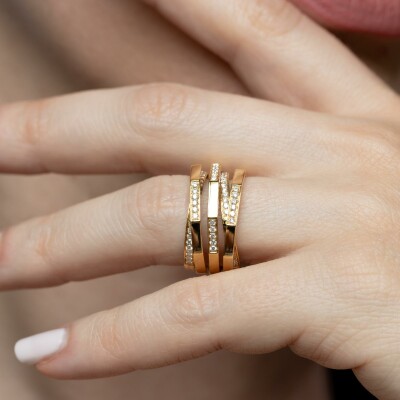 Bague Echo or jaune & diamants