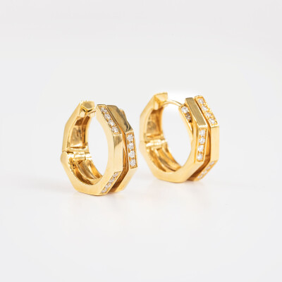 Créoles Echo or jaune & diamants