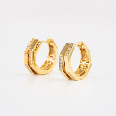 Créoles Echo or jaune & diamants