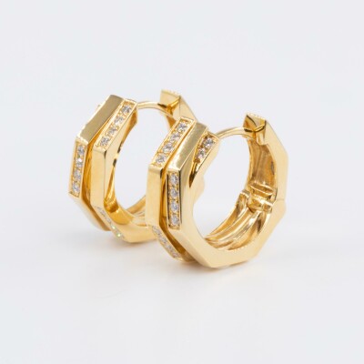 Créoles Echo or jaune & diamants