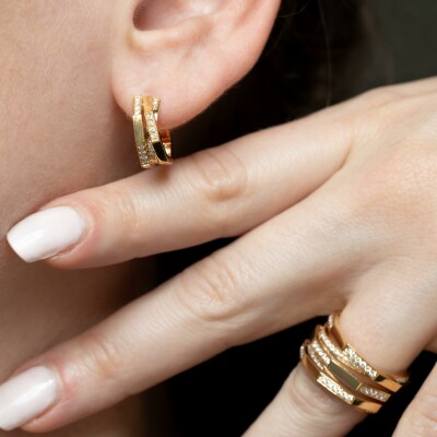 Créoles Echo or jaune & diamants