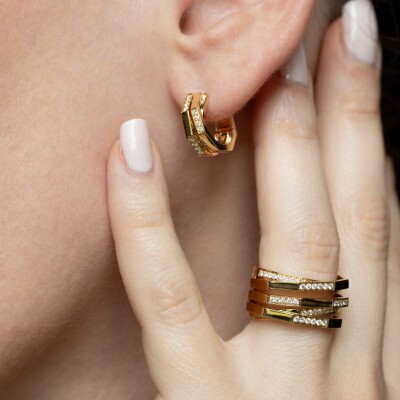 Créoles Echo or jaune & diamants