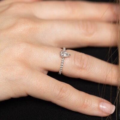 Solitaire Eve or blanc & diamants