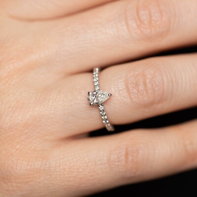 Solitaire Eve or blanc & diamants