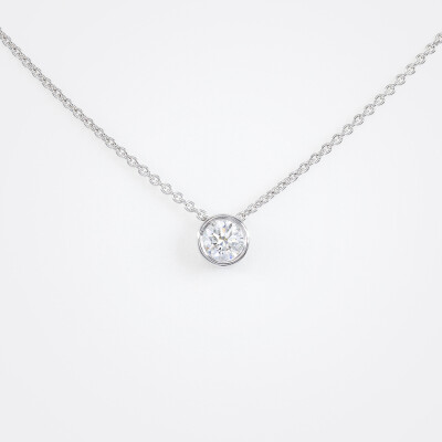 Collier Halo or blanc & diamants 