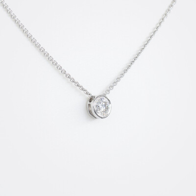 Collier Halo or blanc & diamants 