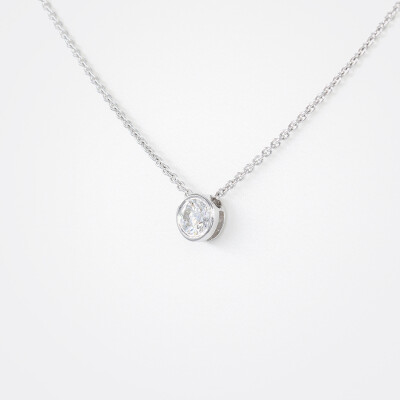 Collier Halo or blanc & diamants 