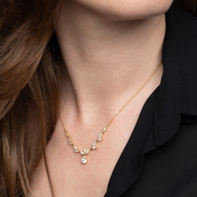 Collier Babylone or jaune & diamants