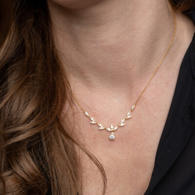 Collier Babylone or jaune & diamants
