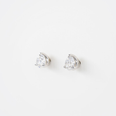 Puces d'oreilles Halo or blanc & diamants 