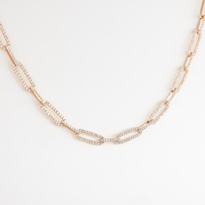 Collier Riviera or rose & diamants