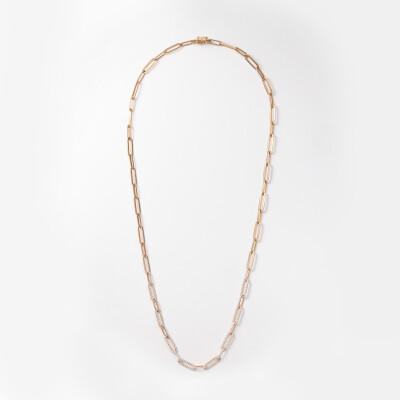 Collier Riviera or rose & diamants