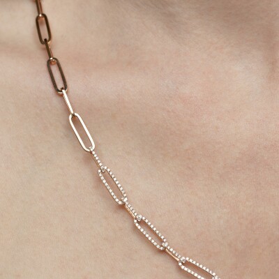 Collier Riviera or rose & diamants