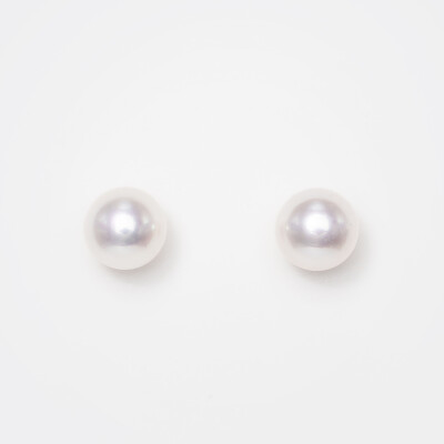 Puces d'oreilles or jaune & perles Akoya 