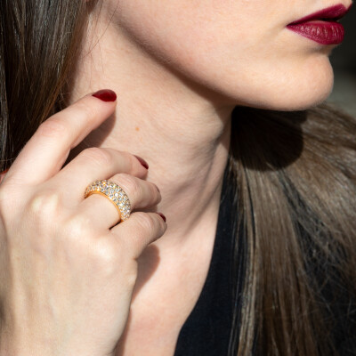 Jonc Sparkles or rose & diamants 