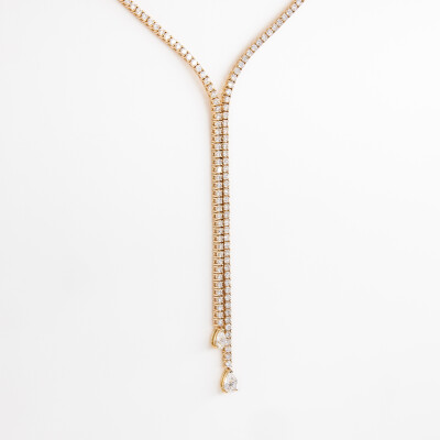 Collier Cascada or rose & diamants