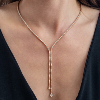 Collier Cascada or rose & diamants