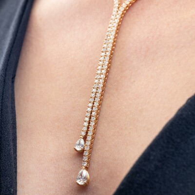 Collier Cascada or rose & diamants