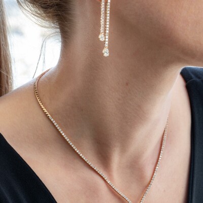 Collier Cascada or rose & diamants