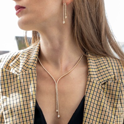 Collier Cascada or rose & diamants