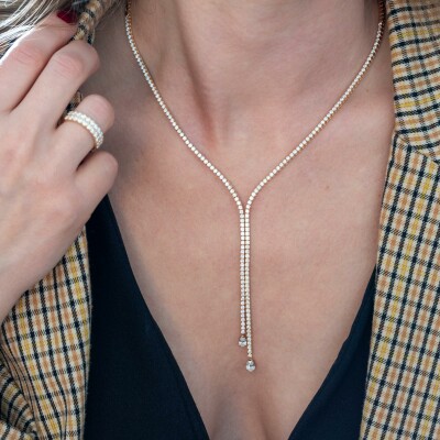 Collier Cascada or rose & diamants