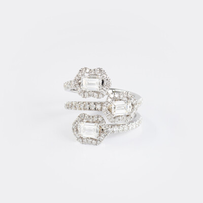 Bague Calyx Trilogie or blanc & diamants