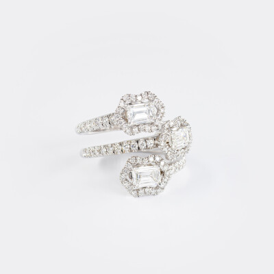 Bague Calyx Trilogie or blanc & diamants