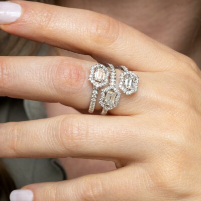Bague Calyx Trilogie or blanc & diamants