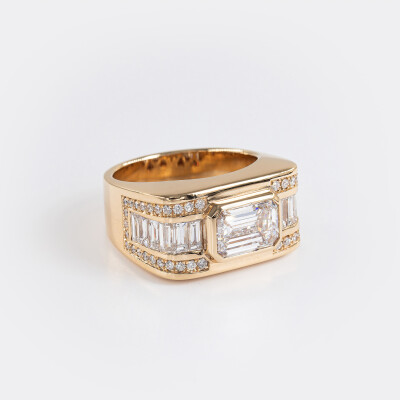 Bague Tank or rose & diamants 