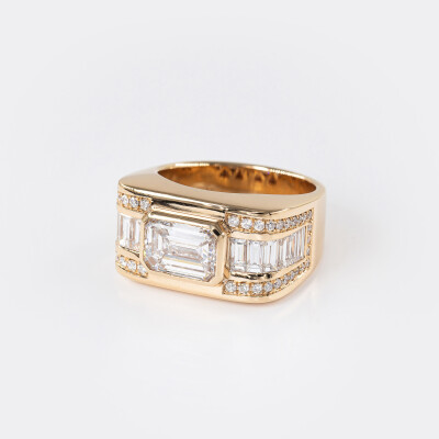 Bague Tank or rose & diamants 