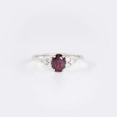 Bague Olympe or blanc, rubis & diamants 