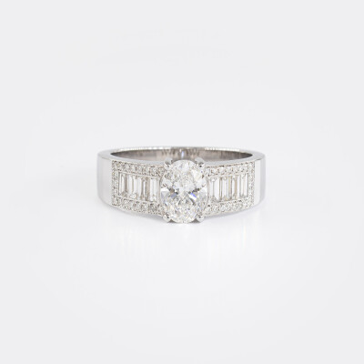 Bague 1930 or blanc & diamants
