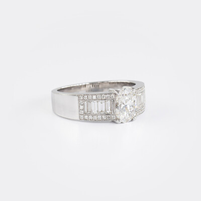 Bague 1930 or blanc & diamants