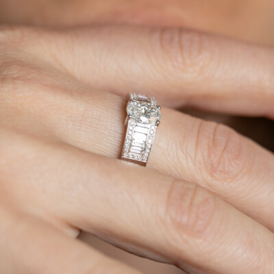 Bague 1930 or blanc & diamants
