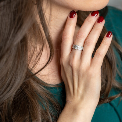 Bague 1930 or blanc & diamants