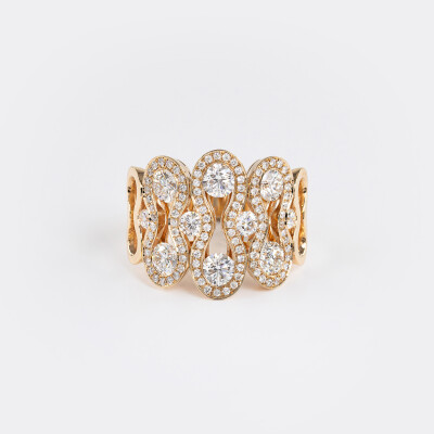 Bague Arlequin or rose & diamants 