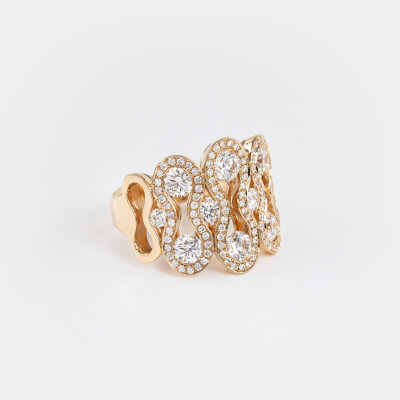 Bague Arlequin or rose & diamants 