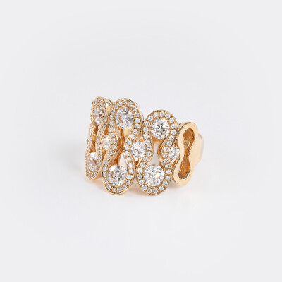 Bague Arlequin or rose & diamants 