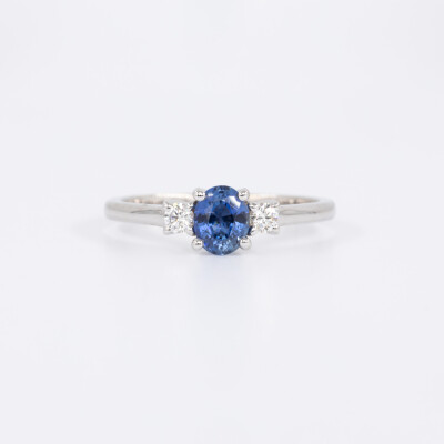 Bague Mademoiselle or blanc, saphir & diamans