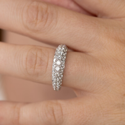 Jonc Sparkles or blanc & diamants 