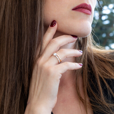 Alliance Toscane demi-tour or rose & diamants 