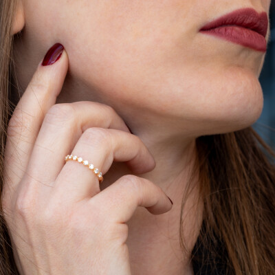 Alliance Toscane demi-tour or rose & diamants 