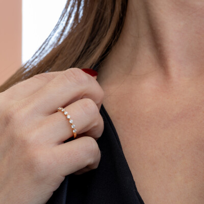 Alliance Toscane demi-tour or rose & diamants 