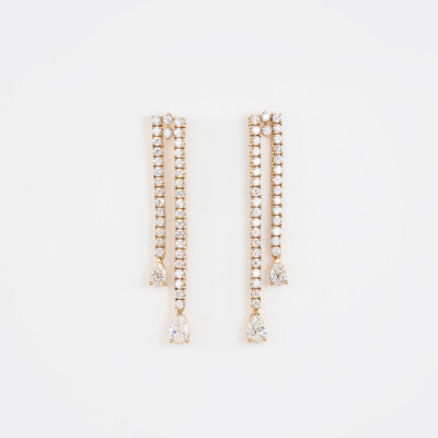 Boucles d'oreilles Cascada or rose & diamants