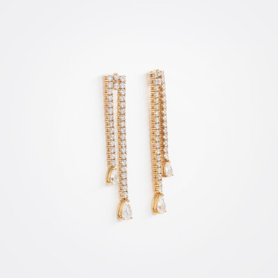 Boucles d'oreilles Cascada or rose & diamants